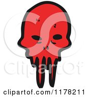 Cartoon Of Red Oozing Skull Royalty Free Vector Illustration