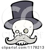 Cartoon Of Skull Wearing A Top Hat With A Mustache Royalty Free Vector Illustration