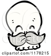 Cartoon Of A Skull With A Mustache Royalty Free Vector Illustration