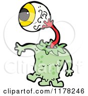 Cartoon Of A Green Monster With A Big Eyeball Royalty Free Vector Illustration
