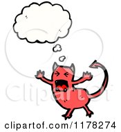 Cartoon Of A Red Demon With A Conversation Bubble Royalty Free Vector Illustration