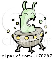 Cartoon Of A Space Alien In A Flying Saucer Royalty Free Vector Illustration
