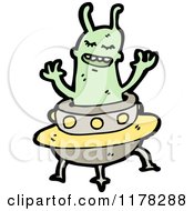 Cartoon Of A Space Alien In A Flying Saucer Royalty Free Vector Illustration