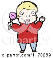 Cartoon Of A Boy Holding A Lollipop Royalty Free Vector Illustration by lineartestpilot