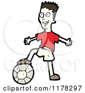 Cartoon Of A Boy Playing Soccer Royalty Free Vector Illustration by lineartestpilot