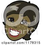 Cartoon Of The Head Of An African American Girl Royalty Free Vector Illustration by lineartestpilot