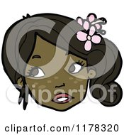 Cartoon Of The Head Of An African American Girl Royalty Free Vector Illustration by lineartestpilot