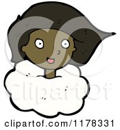 Cartoon Of The Head Of An African American Girl In A Cloud Royalty Free Vector Illustration by lineartestpilot