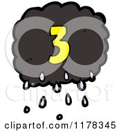 Cartoon Of A Raincloud With The Number 3 Royalty Free Vector Illustration