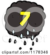 Cartoon Of A Raincloud With The Number 7 Royalty Free Vector Illustration