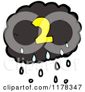 Cartoon Of A Raincloud With The Number 2 Royalty Free Vector Illustration