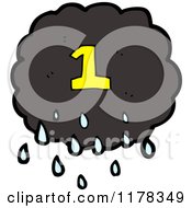 Cartoon Of A Raincloud With The Number 1 Royalty Free Vector Illustration