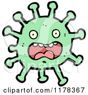 Cartoon Of A Green Microbe Royalty Free Vector Illustration by lineartestpilot
