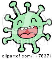 Cartoon Of A Green Microbe Royalty Free Vector Illustration