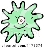 Cartoon Of A Green Microbe Royalty Free Vector Illustration