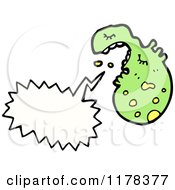 Cartoon Of A Green Microbe With A Conversation Bubble Royalty Free Vector Illustration