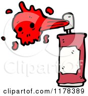 Cartoon Of A Spray Paint Can With Red Skull Paint Royalty Free Vector Illustration