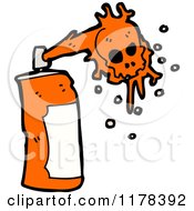 Cartoon Of A Spray Paint Can With Orange Skull Paint Royalty Free Vector Illustration