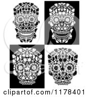 Clip Art Of Flowered Day Of The Dead Skulls Royalty Free Vector Illustration