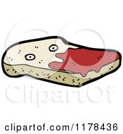 Cartoon Of A Slice Of Bread With Jam Royalty Free Vector Illustration by lineartestpilot