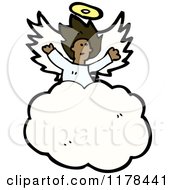 Cartoon Of An African American Angel In The Clouds Royalty Free Vector Illustration