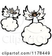 Cartoon Of African American Angels In The Clouds Royalty Free Vector Illustration by lineartestpilot
