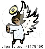 Cartoon Of An African American Angel Royalty Free Vector Illustration by lineartestpilot