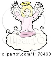 Cartoon Of An Angel In The Clouds Royalty Free Vector Illustration by lineartestpilot