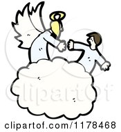 Cartoon Of Angels In The Clouds Royalty Free Vector Illustration by lineartestpilot