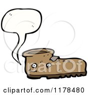 Cartoon Of A Leather Boot With A Conversation Bubble Royalty Free Vector Illustration