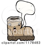 Cartoon Of A Leather Boot With A Conversation Bubble Royalty Free Vector Illustration