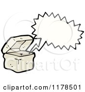 Cartoon Of A Box With A Conversation Bubble Royalty Free Vector Illustration by lineartestpilot