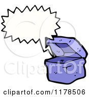 Cartoon Of A Box With A Conversation Bubble Royalty Free Vector Illustration