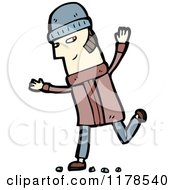 Cartoon Of A Man Throwing His Arms Up In Joy Royalty Free Vector Illustration