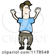 Cartoon Of A Man Throwing His Arms Up In Joy Royalty Free Vector Illustration