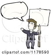 Poster, Art Print Of Man Holding A Sign With A Conversation Bubble