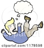 Cartoon Of A Man Falling With A Conversation Bubble Royalty Free Vector Illustration