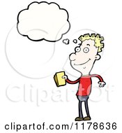 Cartoon Of A Man Holding A Book With A Conversation Bubble Royalty Free Vector Illustration