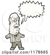 Cartoon Of An Old Man Wearing A Suit With A Conversation Bubble Royalty Free Vector Illustration