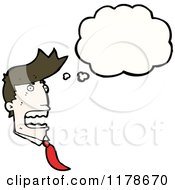 Cartoon Of A Mans Head With A Conversation Bubble Royalty Free Vector Illustration