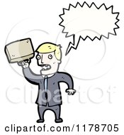 Cartoon Of A Man With A Briefcase And A Conversation Bubble Royalty Free Vector Illustration