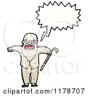 Cartoon Of A Man With A Cane Conversation Bubble Royalty Free Vector Illustration
