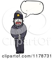 Cartoon Of A Man With In A Police Uniform A Conversation Bubble Royalty Free Vector Illustration