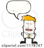 Cartoon Of A Man Wearing A Tie With A Conversation Bubble Royalty Free Vector Illustration