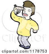 Cartoon Of A Man With A Gun To His Head And A Conversation Bubble Royalty Free Vector Illustration