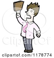Cartoon Of A Man With A Book Wearing A Tie With A Conversation Bubble Royalty Free Vector Illustration