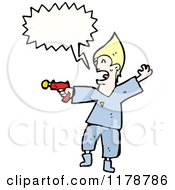 Cartoon Of A Man With A Toy Gun A Conversation Bubble Royalty Free Vector Illustration