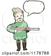 Poster, Art Print Of Man Holding A Rifle With A Conversation Bubble
