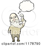 Cartoon Of A Man Smoking A Pipe With A Conversation Bubble Royalty Free Vector Illustration
