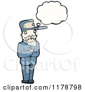 Cartoon Of A Man Wearing A Uniform With A Conversation Bubble Royalty Free Vector Illustration